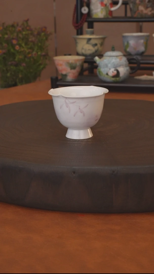 素净系列 紫花花口杯