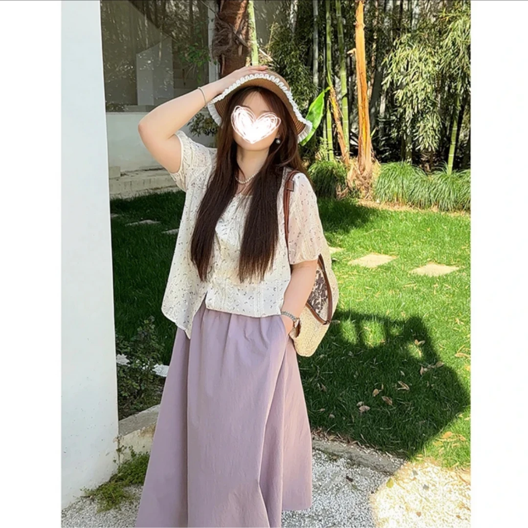 夏季时尚韩版气质显瘦上衣高腰A版半身裙套装