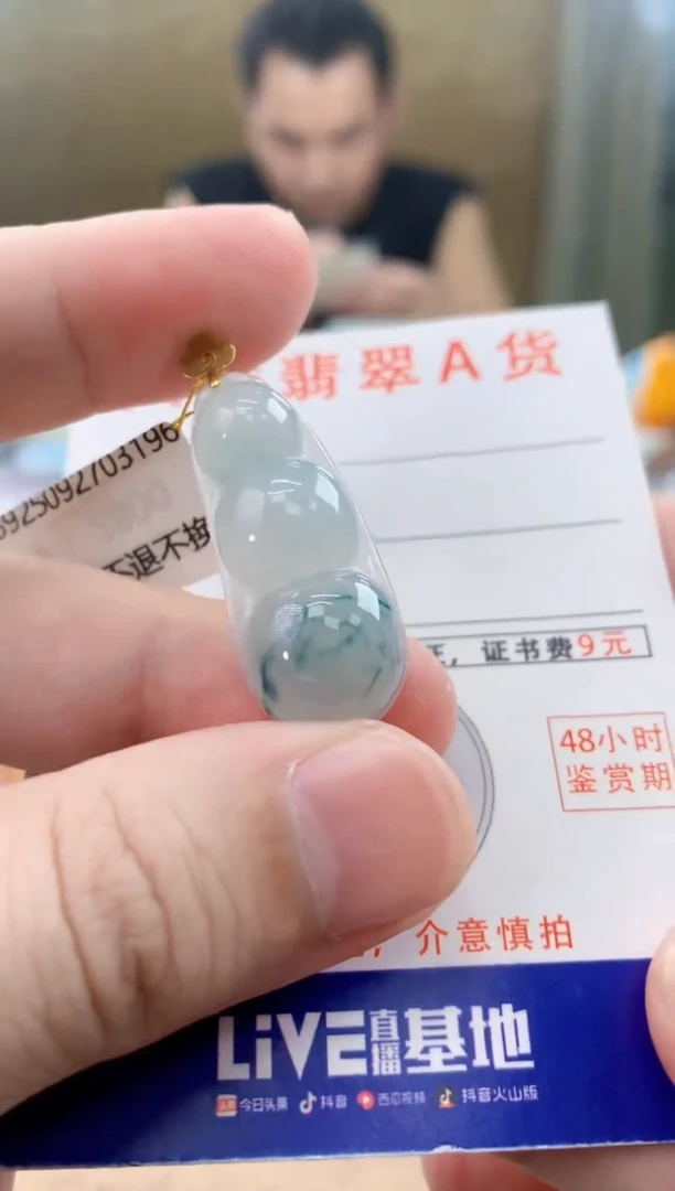 颈饰18K金镶嵌翡翠天然A货翡翠挂件