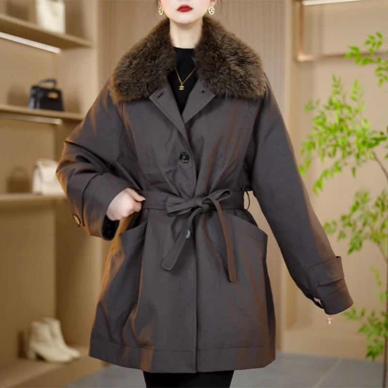 25910冬季新款优雅时尚百搭气质显瘦减龄休闲90白鸭绒羽绒服