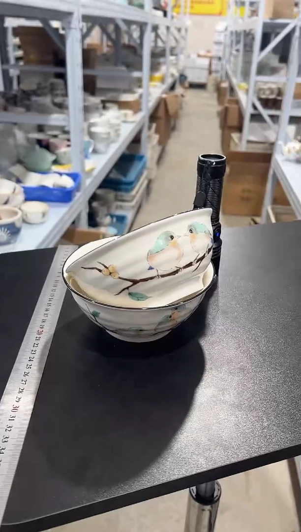 杯子骨瓷（简装）6寸小鸟拉面碗两个