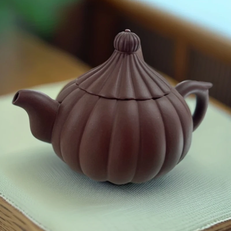 403127中式简约精美陶瓷紫砂壶家用家用过滤水壶泡茶壶筋纹器筋纹