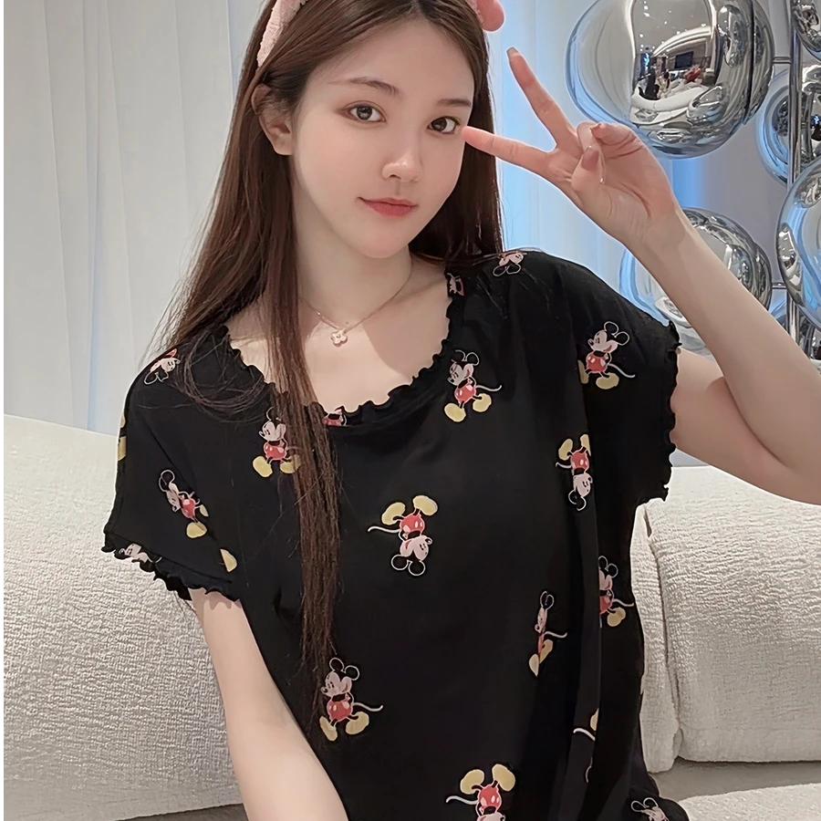 SIEOYJIEA/私迹新款米奇短袖女款再生纤维气质夏季睡衣家居服宽松