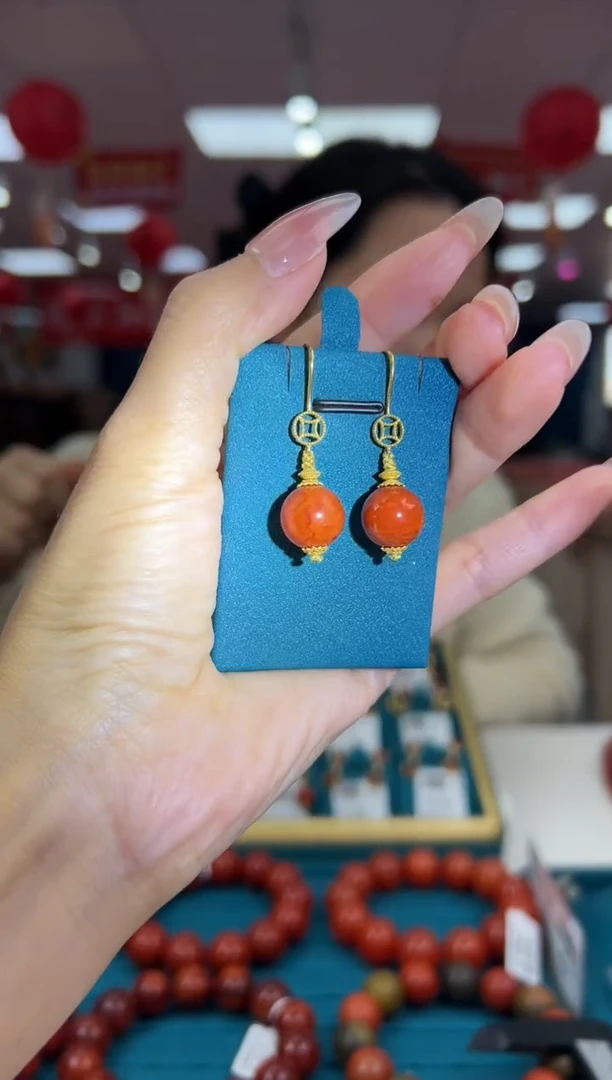 【闪购商品】南红玛瑙耳饰18K金镶嵌1.17-（多样式）