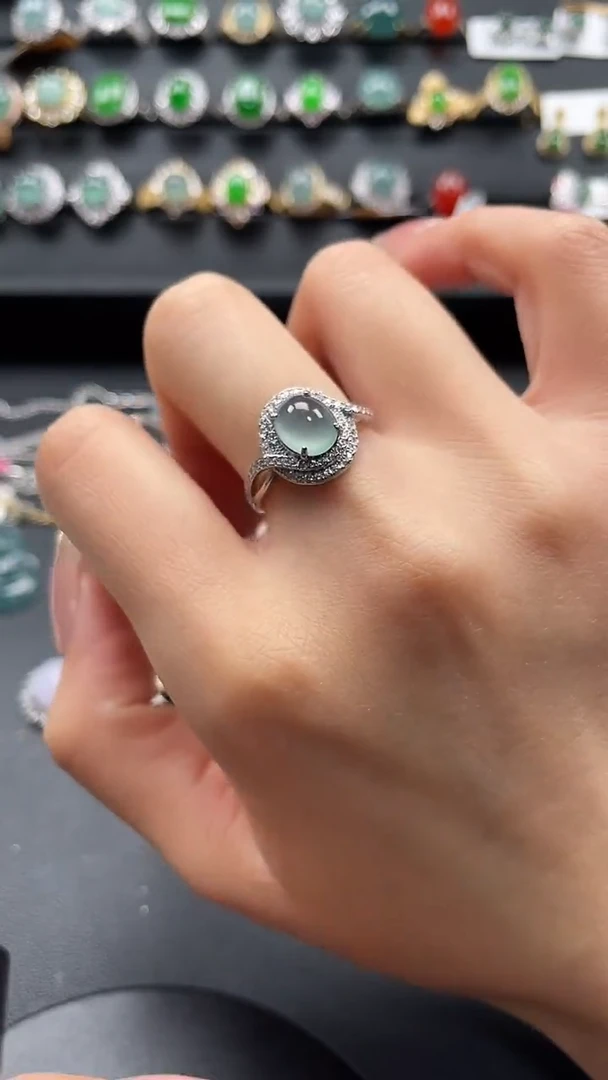 【闪购商品】翡翠戒指银S925镶嵌34564365