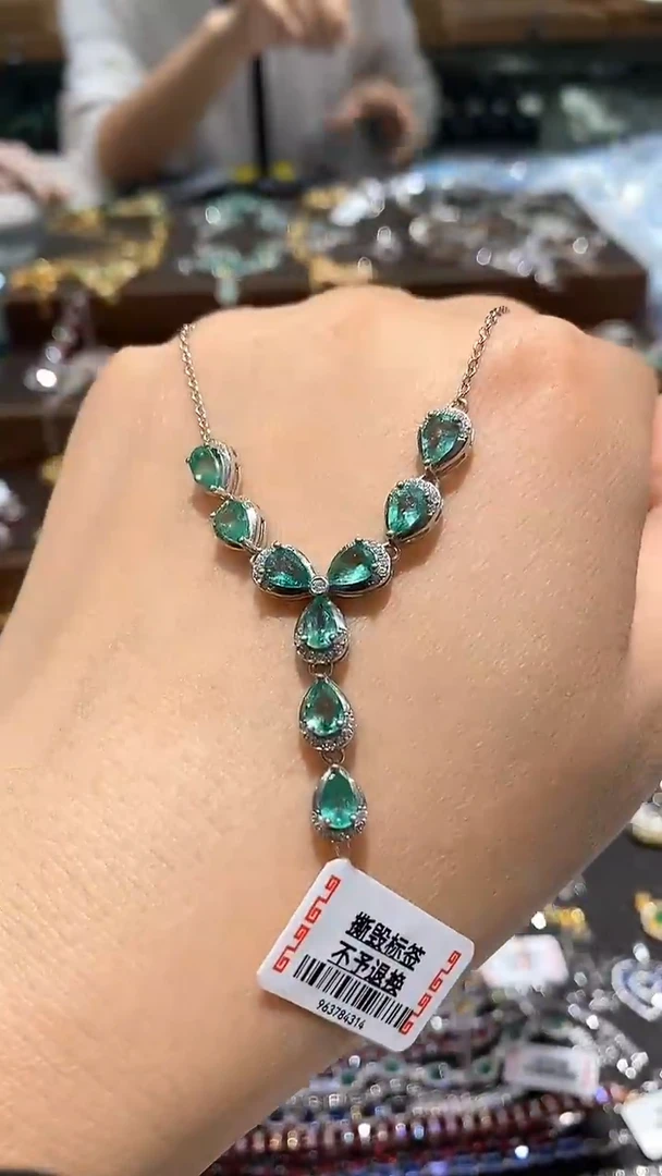 【闪购商品】祖母绿颈饰银S925镶嵌项链