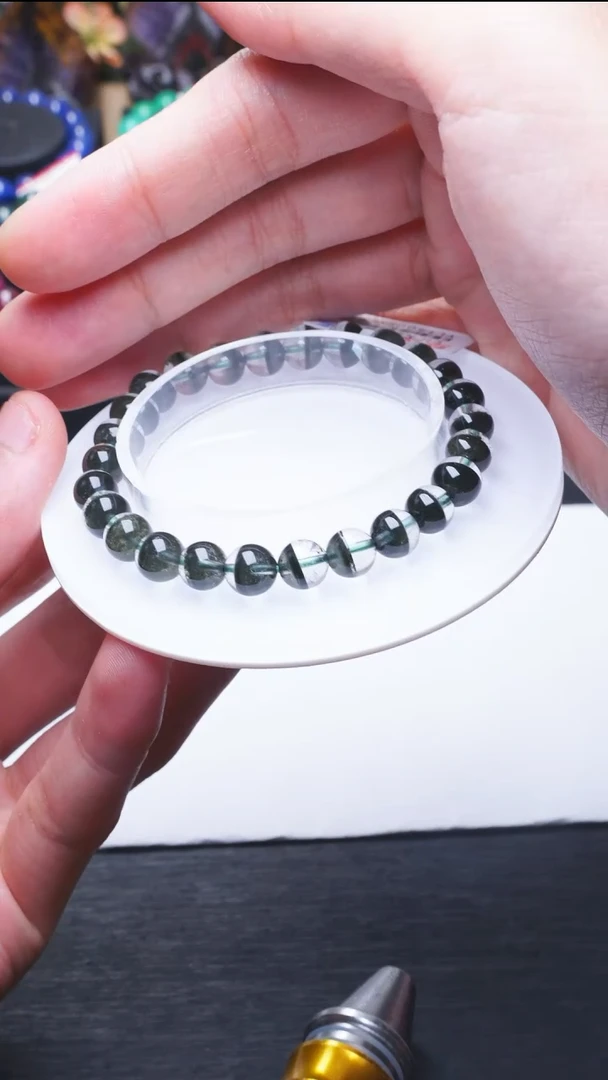 未镶嵌手链水晶L017绿幽灵单圈7mm