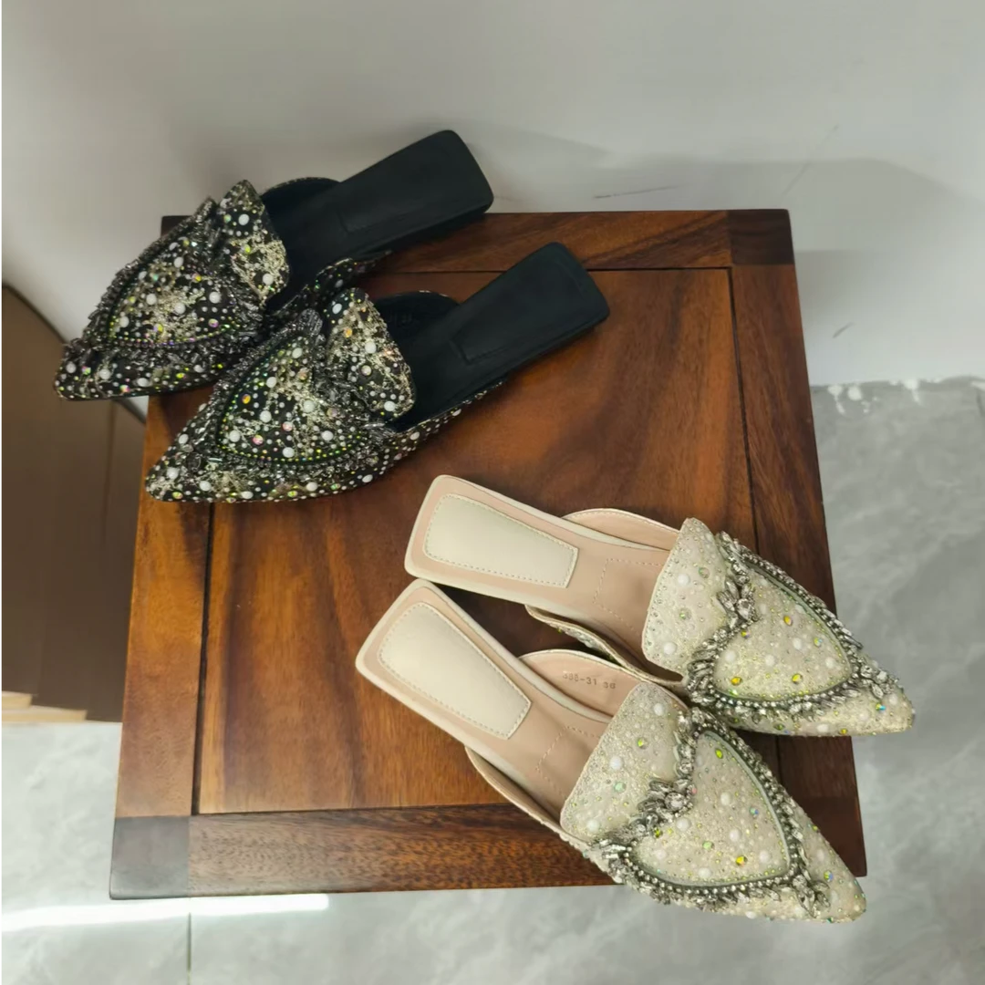 清仓品完美品~铆钉装饰方跟包头镂空包头拖软底夏季半托