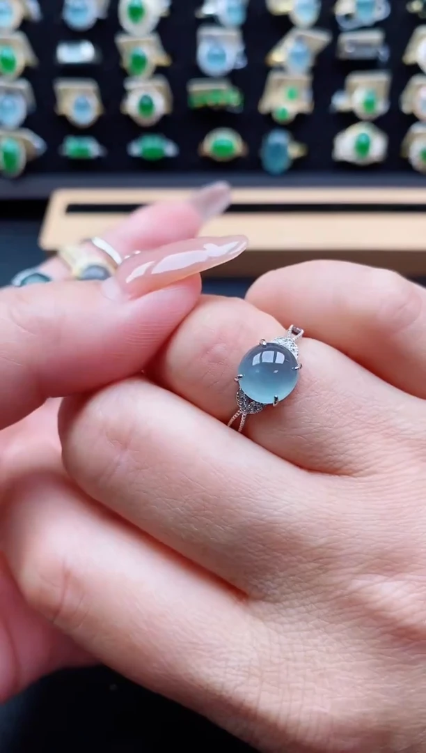 银S925镶嵌戒指翡翠1