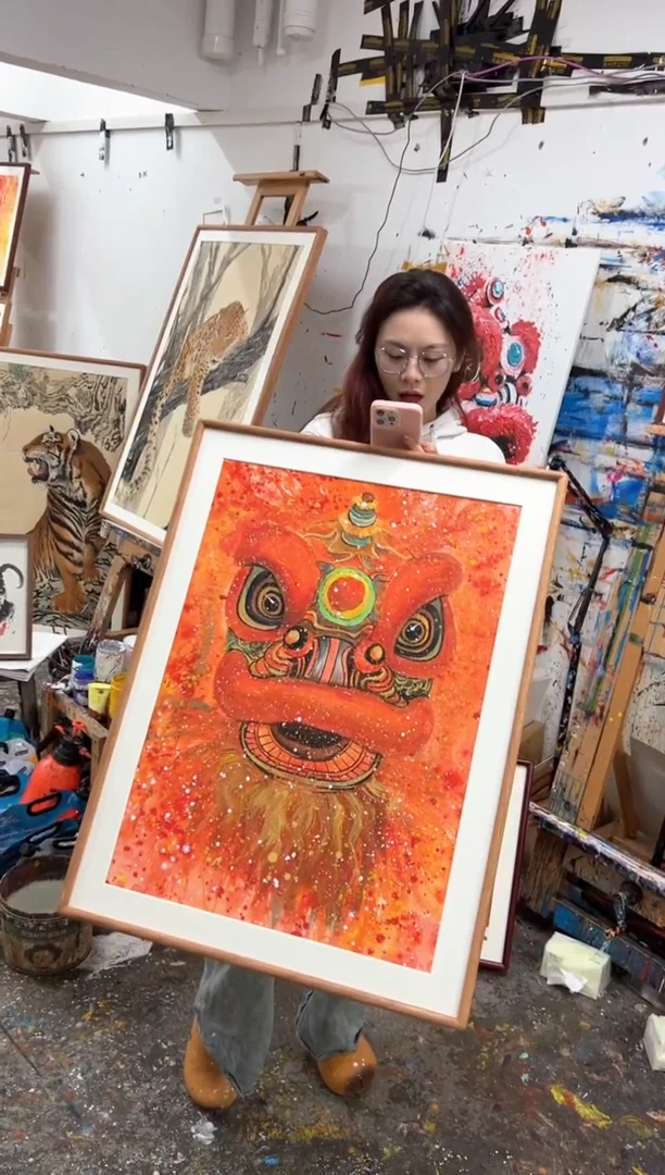 【闪购商品】丙烯画薇精装朱砂醒狮