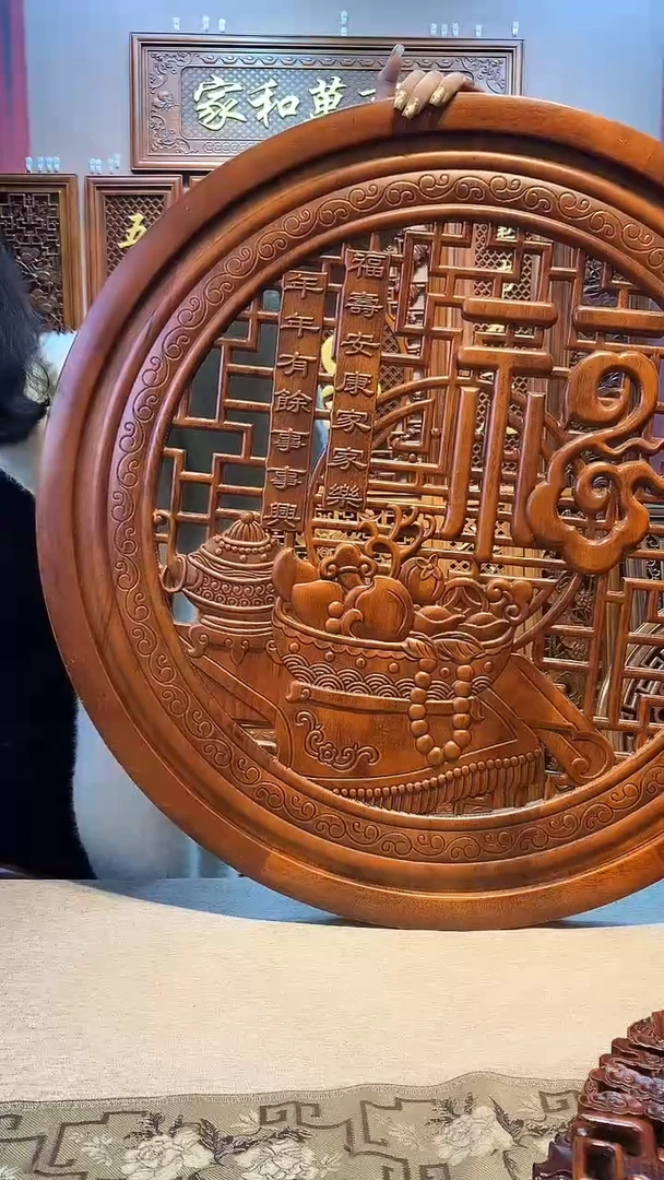 香樟木木雕款香樟木80聚宝盆挂件