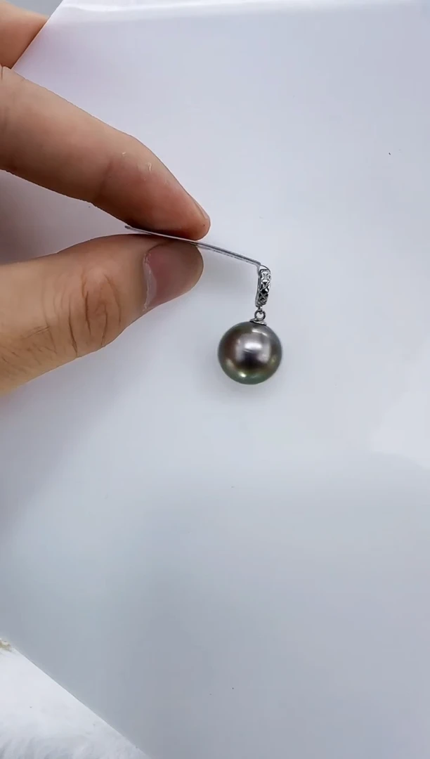 银S925镶嵌海水珍珠DA大溪地吊坠14-15 y323