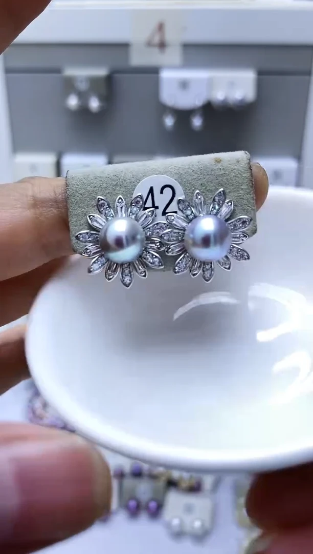 银S925镶嵌海水珍珠耳饰42