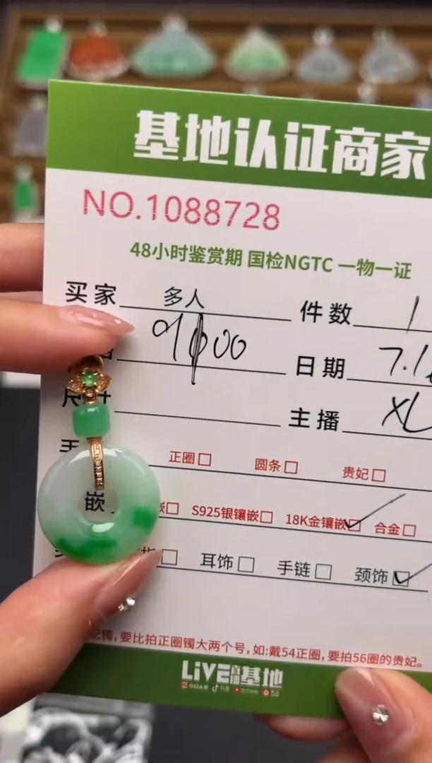 翡翠18K金镶嵌颈饰多人