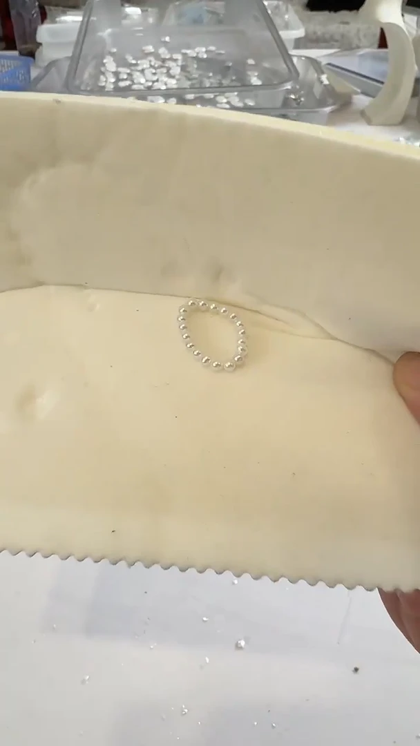 未镶嵌戒指淡水珍珠3-4mm 弹力绳款