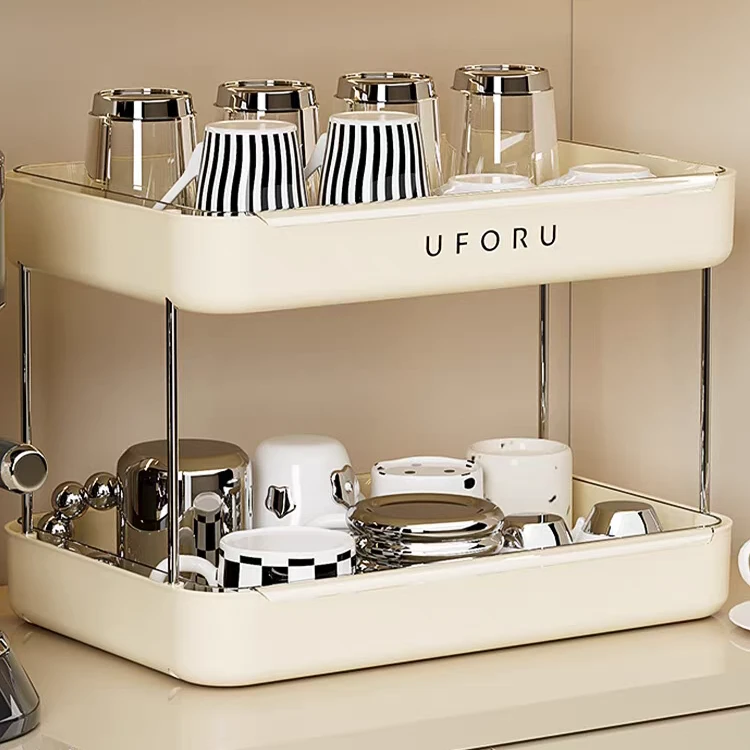 杯子收纳置物架桌面放水杯收藏架托盘家用高档茶杯架双层沥水杯架