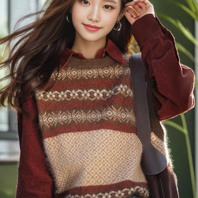 哥弟阿玛施正2025春秋季新款复古美拉德花色背心圆领无袖马甲女春