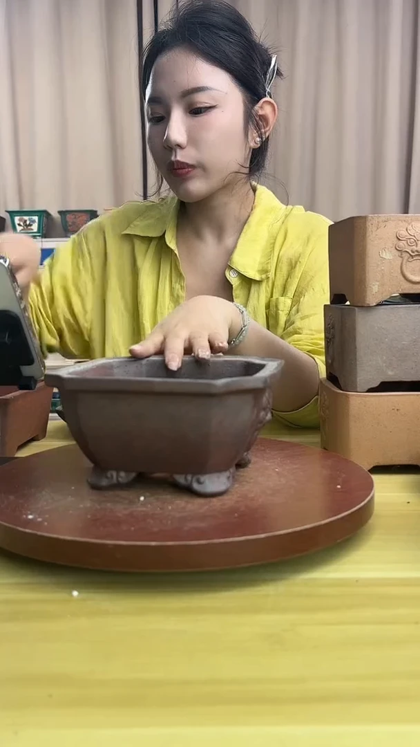 紫砂花盆浅草紫砂花盆微瑕