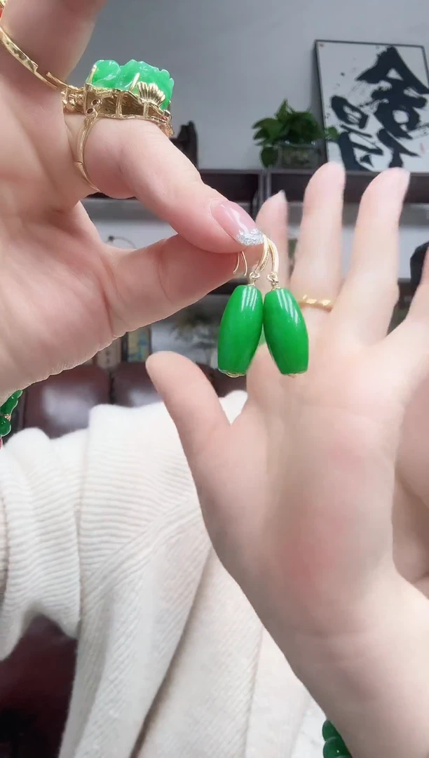 未镶嵌翡翠耳坠路路通耳坠