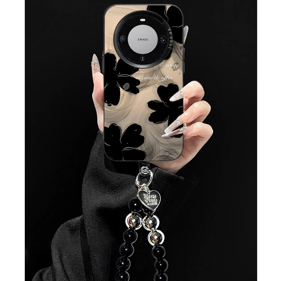 晕染水墨花朵适用华为mate70pro手机壳mate60pro创意轻奢mate50女
