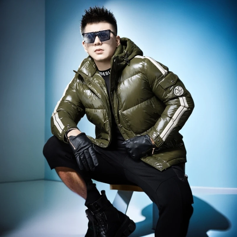 维斯克纳白鸭绒连帽羽绒服男士冬季上衣潮牌加厚保暖防寒服外套男