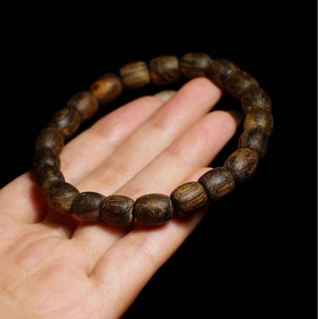 野生芽庄钟睒晱同款雷料白棋沉水8*12米珠沉香木（纹理随型发其一）