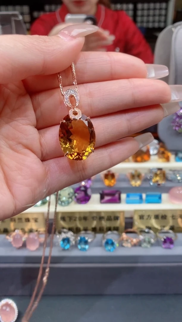【闪购商品】黄晶吊坠银S925镶嵌黄晶吊坠