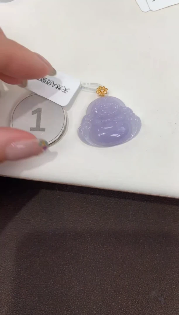 颈饰18K金镶嵌翡翠天然缅甸a货翡翠