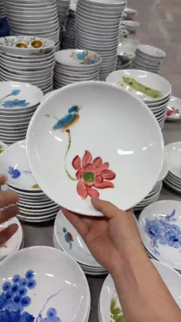 景德镇手绘釉中彩（食品级）圆深盘