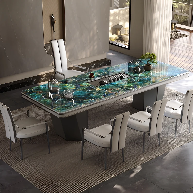 轻奢超晶石茶桌茶台别墅大平层办公茶水会客高级茶台设计师款