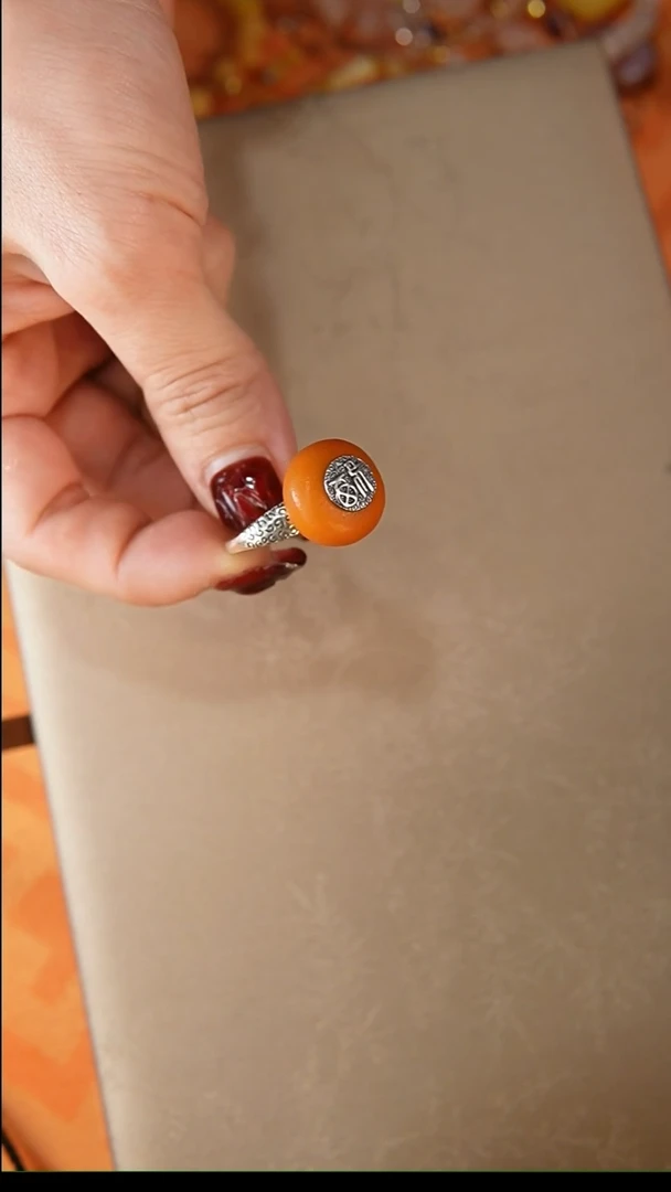 【闪购商品】琥珀戒指银S925镶嵌戒指