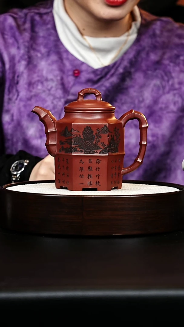 茶壶紫砂六方竹节