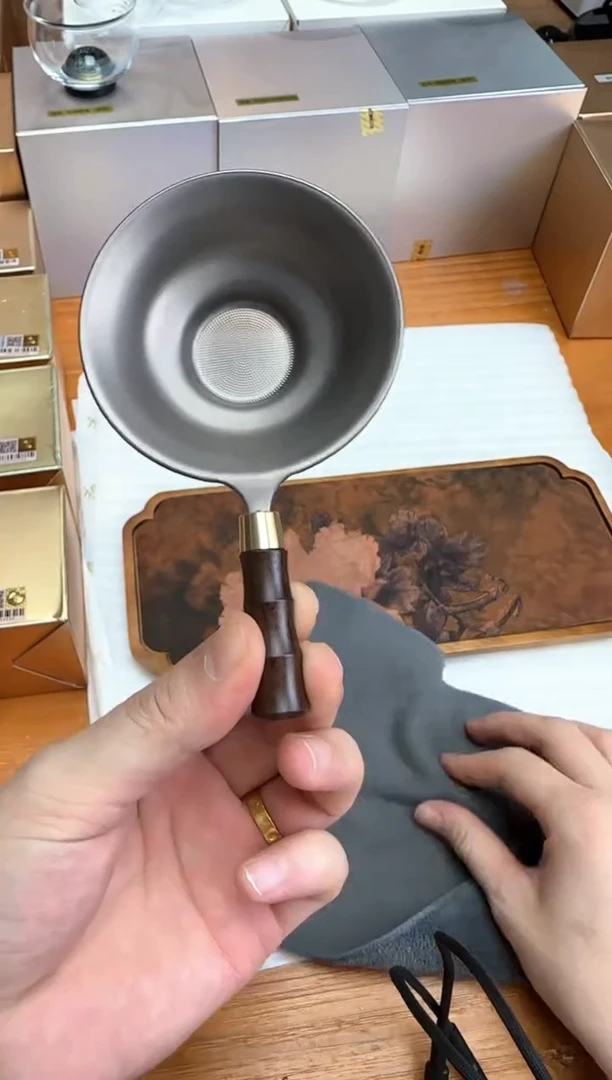 竹节纯钛千孔茶漏（纯钛）