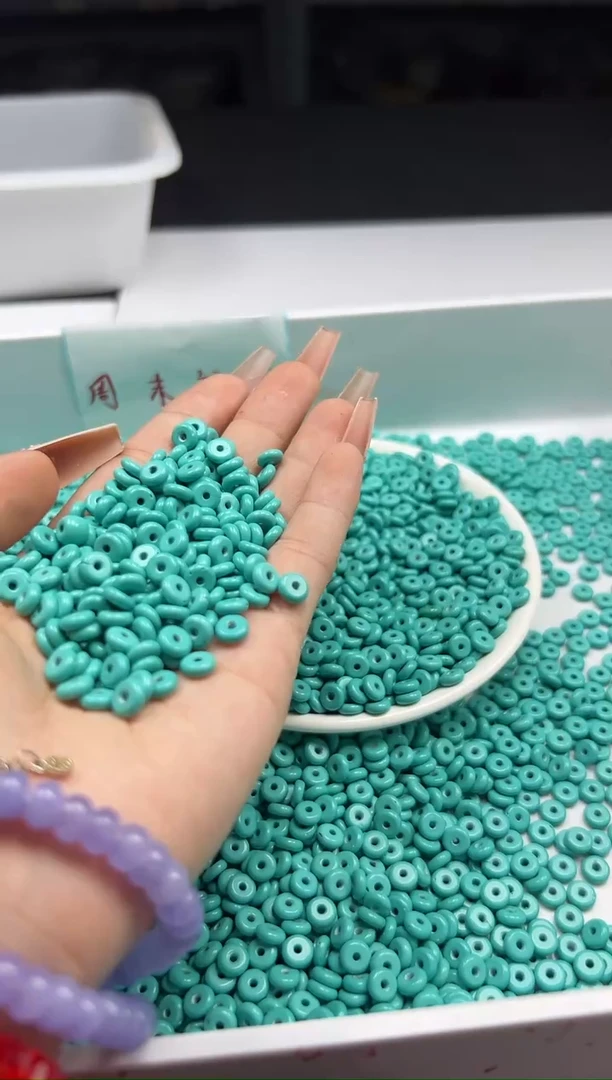未镶嵌颈饰玛瑙/玉髓w3030高瓷绿松算盘6*3mm*30颗