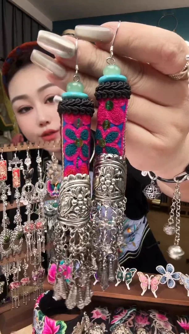 刺绣纯手工民族风刺绣耳环