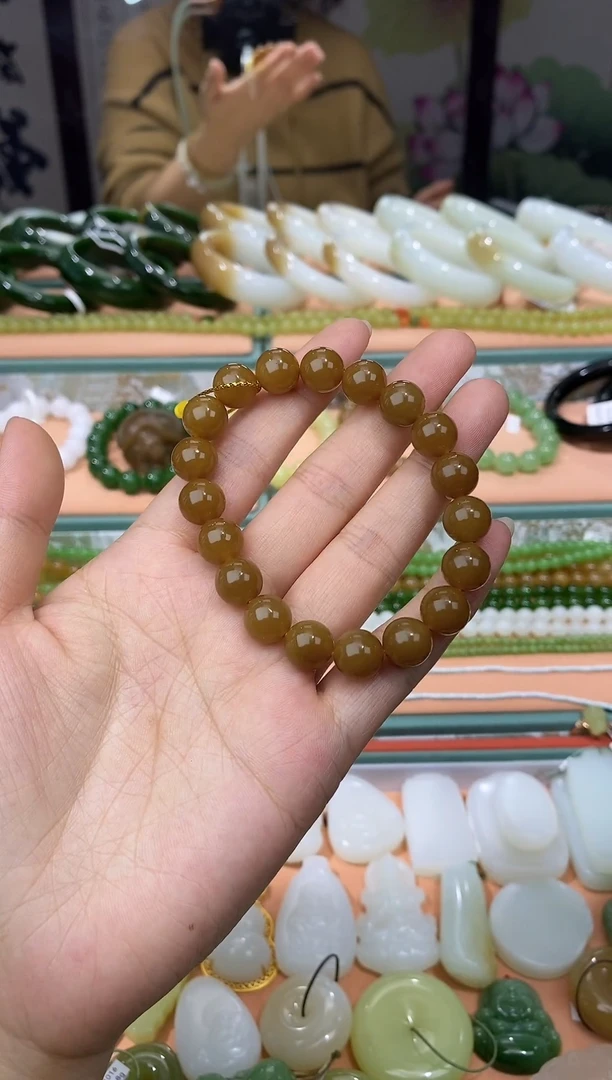 未镶嵌手串和田玉新疆且末红糖手串卡10