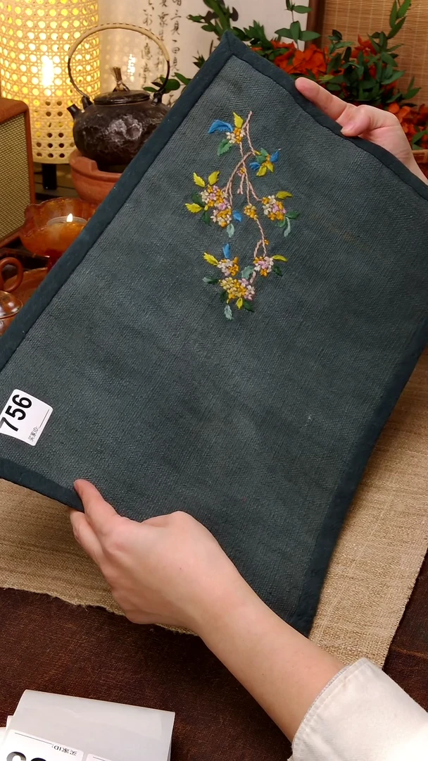 Cici手作刺子绣柿染壶垫杯垫-756