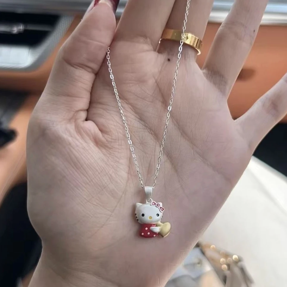 新款kitty猫猫爱心项链甜美可爱少女ins小饰品可爱百搭小众