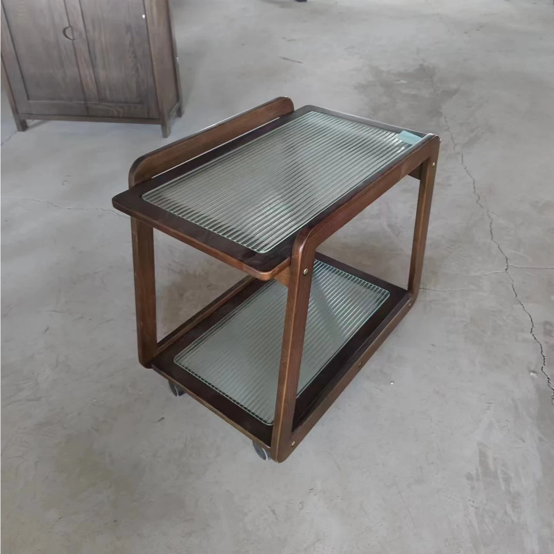 【BZ】实木小推车边几榉木梯形餐车