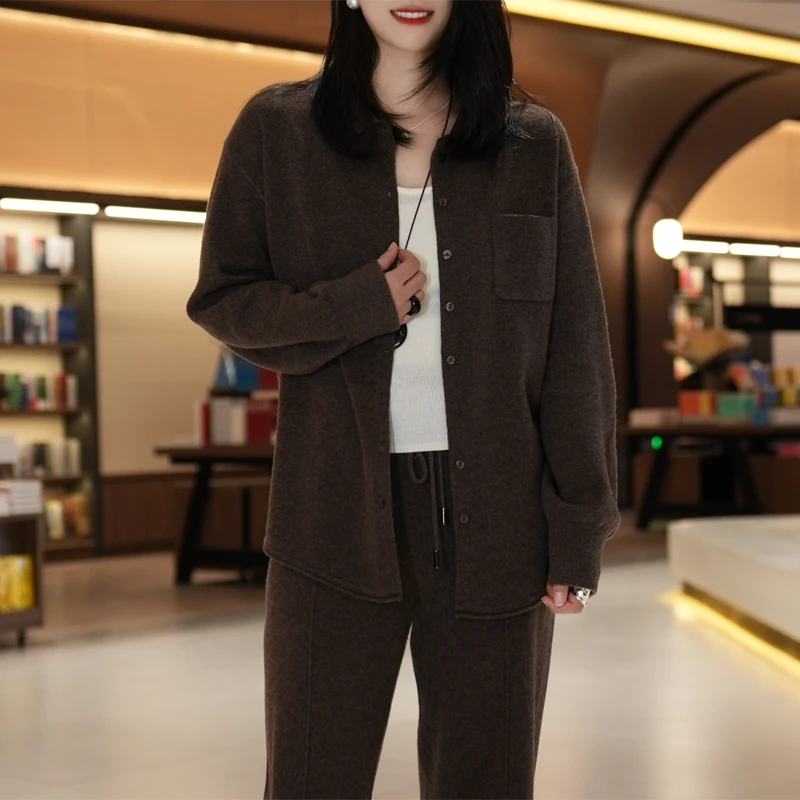 【单裤子】全羊毛针织套装，衬衫式套装25新款