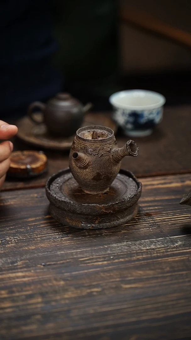 全手工制作  南蛮 橄榄 侧把壶  110cc