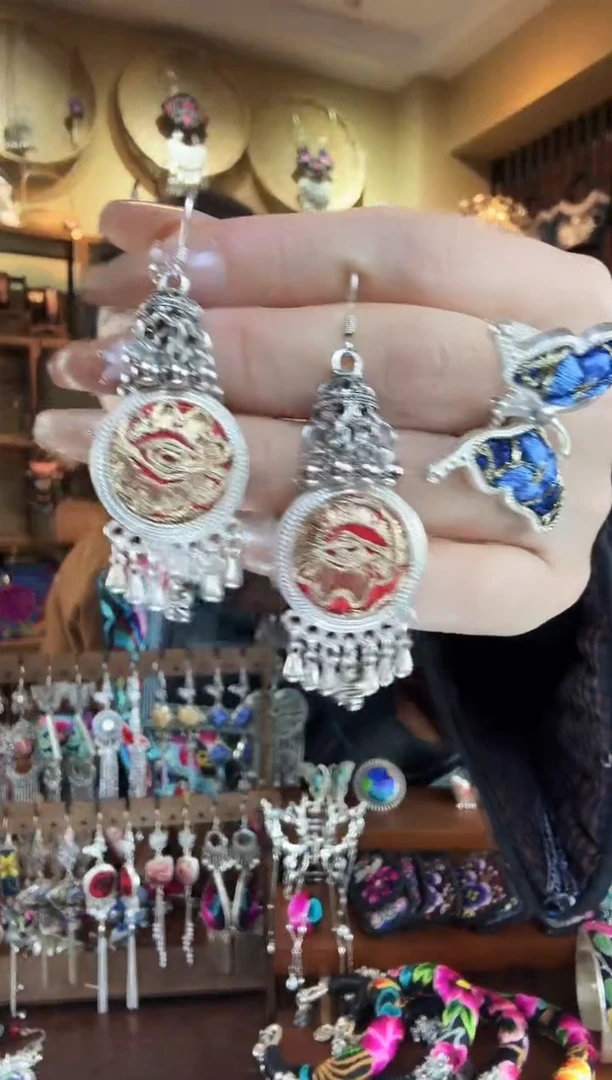 刺绣非遗刺绣民族风耳环