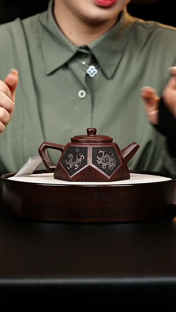 茶壶紫砂钻方壶