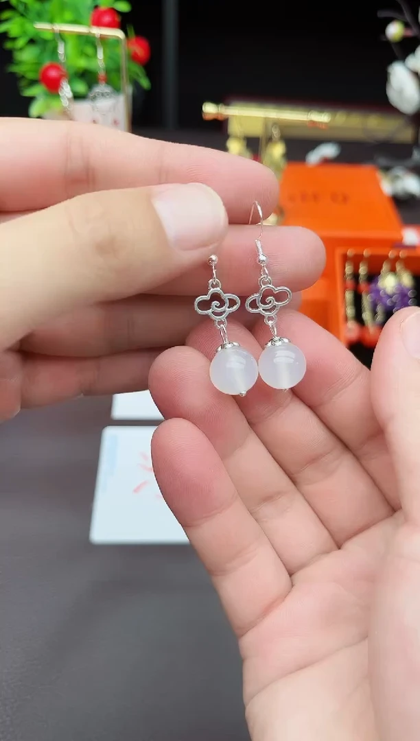 玛瑙/玉髓耳饰银S925镶嵌101000