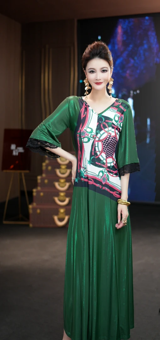 YINGHOU【曼曼】时尚高贵轻奢法式设计师连衣裙 D29208