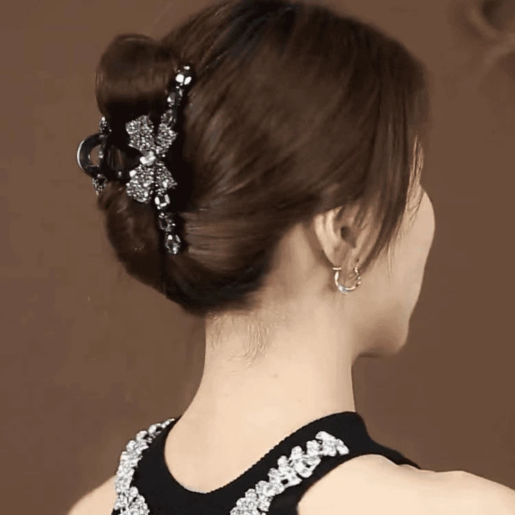 满钻蝴蝶结高颜值抓夹高级感盘发发夹网红夏季新款脑勺抓夹饰