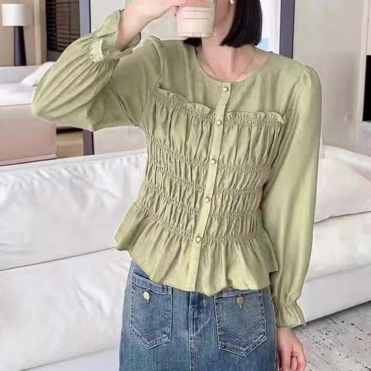 A07法式气质长袖衬衫显瘦百搭