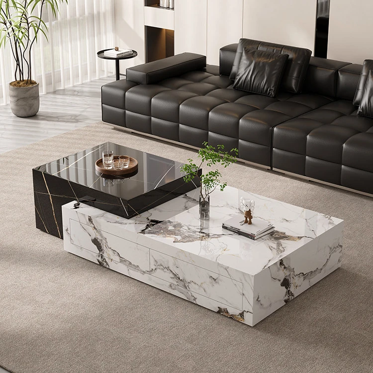 客厅家用岩板茶几小户型现代简约长方形可伸缩储物意式极简轻奢