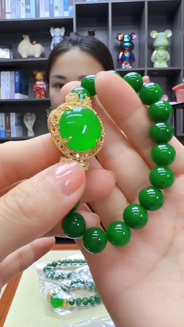 翡翠14K金镶嵌颈饰丹丹diy劲饰