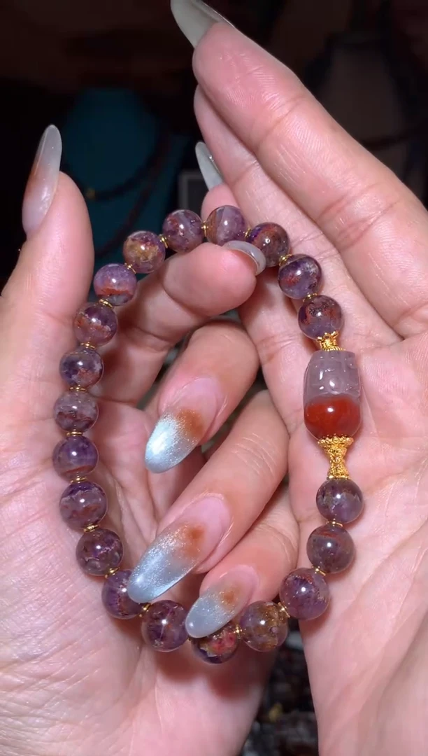 未镶嵌珠宝半成品水晶红极光貔貅手串